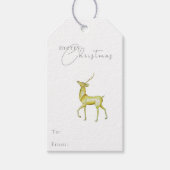 水彩金ゴールドトナカイのメリークリスマス ギフトタグ (正面)