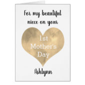 水彩金ゴールドハートハッピーファーストマザーズデイ姪 (正面)