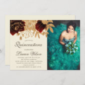 水彩金ゴールドバラキンセアニェラフォト招待状 招待状 (正面/裏面)