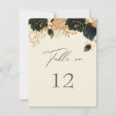 水彩金ゴールドバラテーブル番号と結婚のメニュー 出欠カード (裏面)