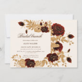 水彩金ゴールドバラブライダルブランチ招待状 (正面)