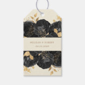 水彩金ゴールドバラモノグラム結婚ズ ギフトタグ (正面)