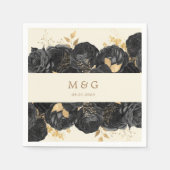 水彩金ゴールドバラモノグラム結婚ズ スタンダードカクテルナプキン (正面)