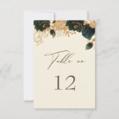水彩金ゴールドバラ結婚のテーブル番号 出欠カード (正面)