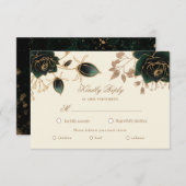 水彩金ゴールドバラRSVP食選択カード 出欠カード (正面/裏面)