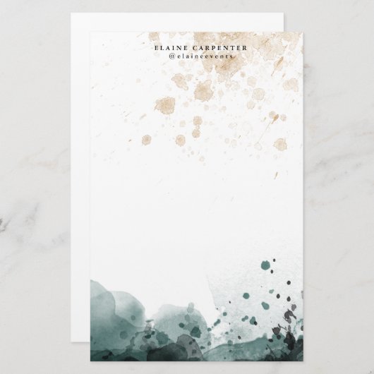 水彩金ゴールドパーソナライズされた文具紙 便箋 (正面/裏面)