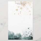 水彩金ゴールドパーソナライズされた文具紙 便箋 (正面)