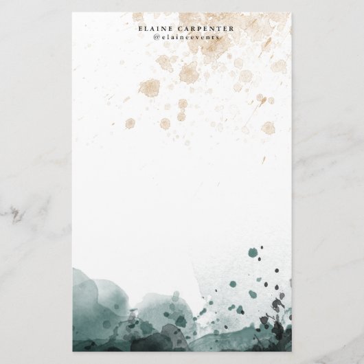 水彩金ゴールドパーソナライズされた文具紙 便箋 (正面)