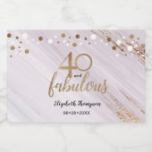 水彩金ゴールドパーソナライズされた40と素晴らしい スパークリングワインラベル (シングルラベル)