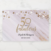 水彩金ゴールドパーソナライズされた50と素晴らしい スパークリングワインラベル (シングルラベル)