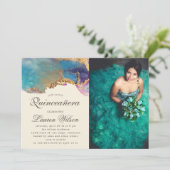 水彩金ゴールドフェイクキンセアニェラフォト招待状 招待状 (スタンド正面)