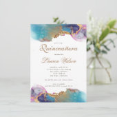 水彩金ゴールドフェイクフォイルキンセアニェラ招待状 招待状 (スタンド正面)