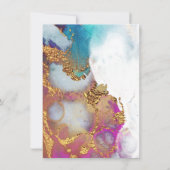 水彩金ゴールドフェイクフォイルキンセアニェラ招待状 招待状 (裏面)