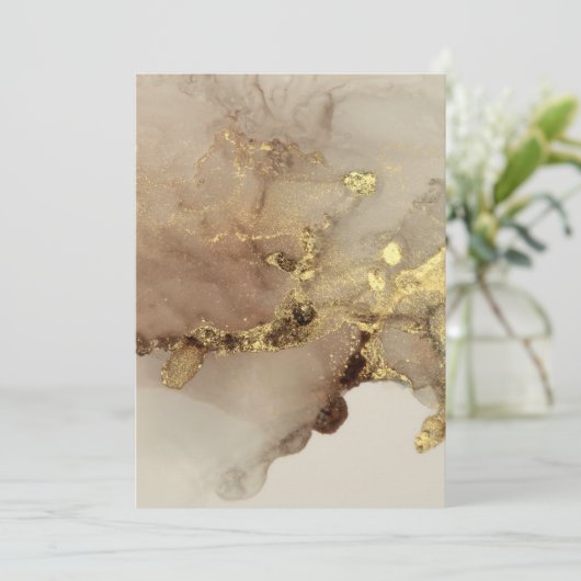 水彩金ゴールドフレーク結婚式招待状 招待状 (スタンド正面)