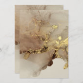 水彩金ゴールドフレーク結婚式招待状 招待状 (正面/裏面)
