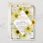 水彩金ゴールドフレームひまわり甘い16 招待状 (正面/裏面)