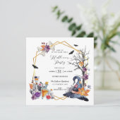 水彩金ゴールドフレームハローウィンパーティ招待状 招待状 (スタンド正面)