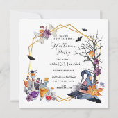 水彩金ゴールドフレームハローウィンパーティ招待状 招待状 (正面)