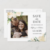 水彩金ゴールドフローラ日付写真の保存 案内ポストカード (正面/裏面)