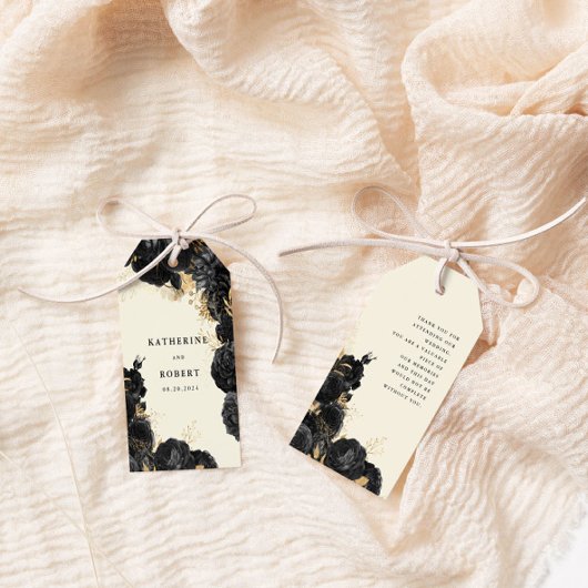 水彩金ゴールドブラックバラ結婚ズギフトラベル ギフトタグ