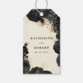 水彩金ゴールドブラックバラ結婚ズギフトラベル ギフトタグ (正面)