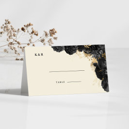 水彩金ゴールドブラックバラ結婚ズ座席表 プレイスカード