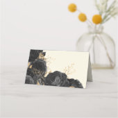 水彩金ゴールドブラックバラ結婚ズ座席表 プレイスカード (裏面)