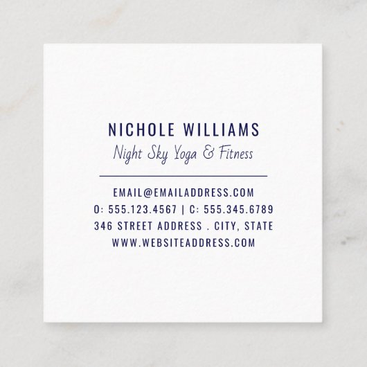 水彩金ゴールドムーンネイビーブルーナイトスカイネブラ スクエア名刺 (裏面)