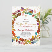 水彩金ゴールドリースナースピン留めパーティー 招待状 (スタンド正面)