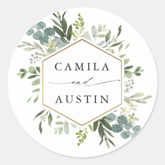 水彩金ゴールド六角結婚色 ラウンドシール (正面)