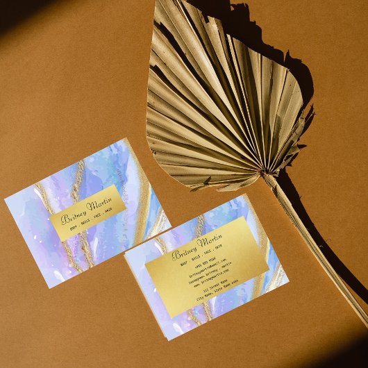 水彩金ゴールド及び青色カスタム名刺 名刺