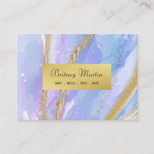 水彩金ゴールド及び青色カスタム名刺 名刺 (正面)