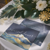 水彩金ゴールド山結婚のリハーサルディナー 招待状