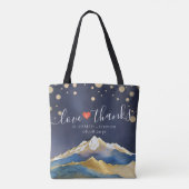 水彩金ゴールド山結婚の愛のギュ感謝していート トートバッグ (裏面)