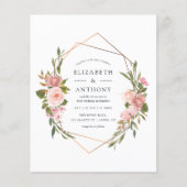 水彩金ゴールド幾何学的赤面ピンクローズ結婚ズ チラシ (正面)