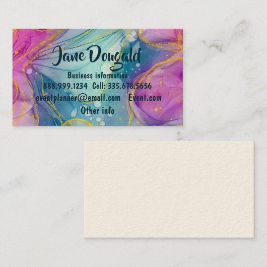 水彩金ゴールド抽象芸術モダンエレガント事業 名刺 (正面/裏面)