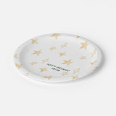 水彩金ゴールド星ハッピーバースデーパーティー ペーパープレート (アングル)