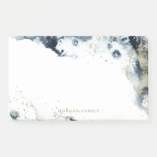 水彩金ゴールド波モノグラムポストイットノート ポストイット (正面)