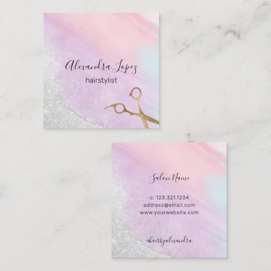 水彩金ゴールド用はさみグリッター スクエア名刺 (正面/裏面)