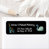 水彩金ゴールド白鳥のカタイル住所 シール (インサイチュ)