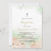 水彩金ゴールド紙吹雪バプテスマ 招待状 (正面)