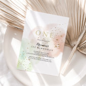 水彩金ゴールド紙吹雪ファーストバースデーパーティー 招待状