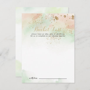 水彩金ゴールド紙吹雪結婚のバケットリストカード ポストカード