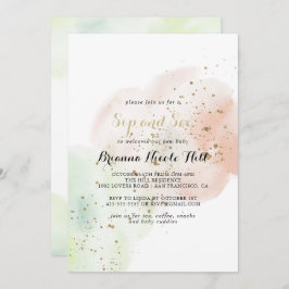 水彩金ゴールド紙吹雪sipと参照 招待状