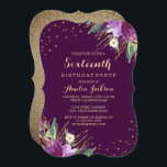 水彩金ゴールド紫色の花16th誕生日パーティー 招待状<br><div class="desc">リトルかわいらしベイリー店でフローラバースデーパーティ招待状をもっと！</div>