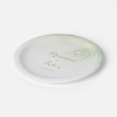 水彩金ゴールド結婚紙吹雪ケーキ ペーパープレート (アングル)