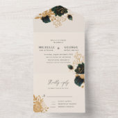 水彩金ゴールド結婚(ENVは不要) オールインワン招待状 (内側)