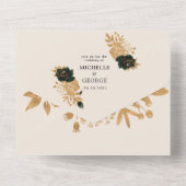 水彩金ゴールド結婚(ENVは不要) オールインワン招待状 (裏面)