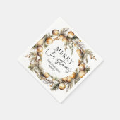 水彩金ゴールド葉クリスマスパーティー スタンダードカクテルナプキン (角)