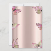 水彩金ゴールド蝶バラ金ゴールド誕生日 招待状 (裏面)